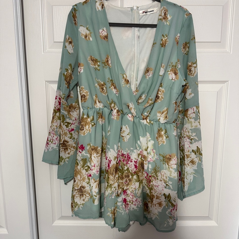 Blue Floral Romper